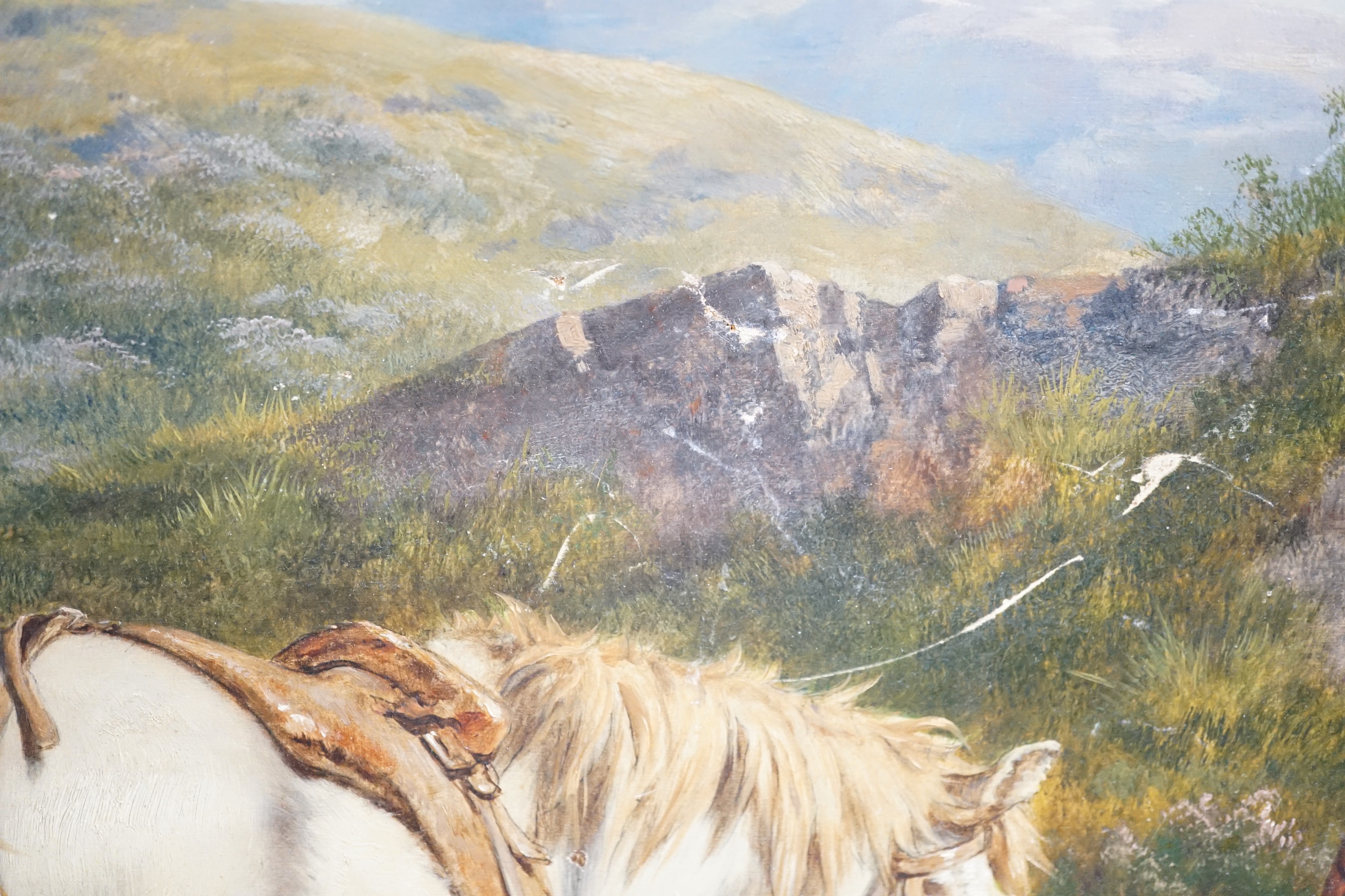 Isaac Henzell (1823-1875), oil on canvas, Woman and pony in the Highlands, signed and dated 1864, 50 x 60cm.
